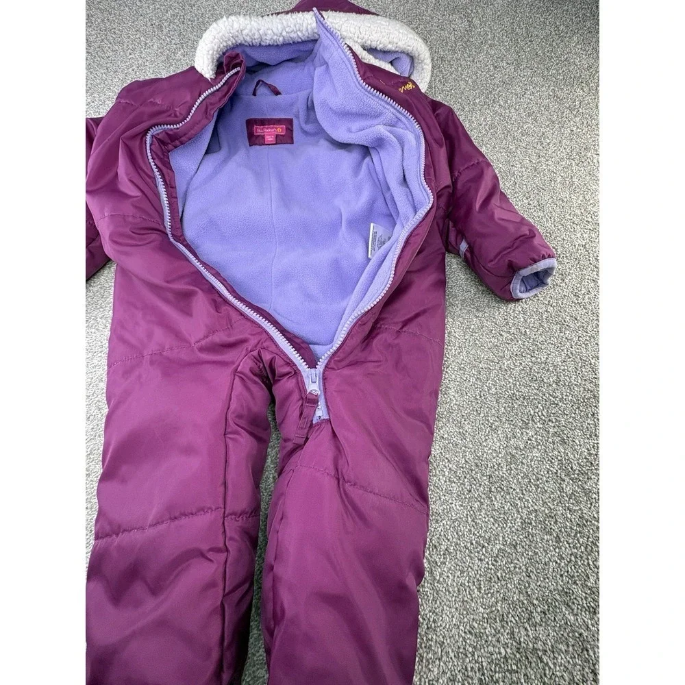 Pink Platinum‎ Toddler Girls 18-24 Months Purple One Piece Snowsuit Hooded Lined
